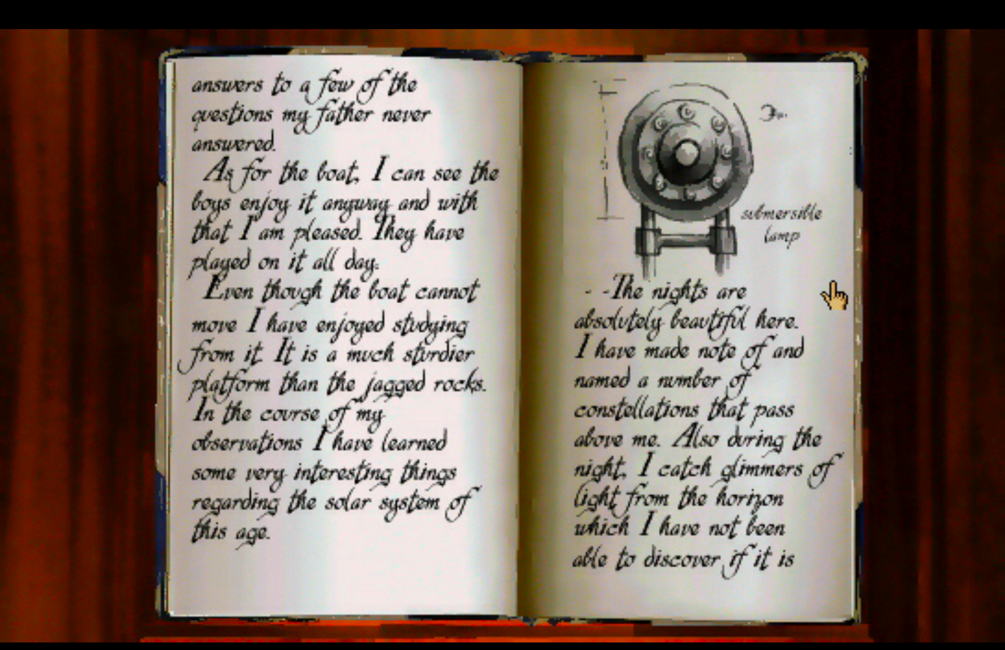 A page from one of the journals, showing a sketch of a lamp.